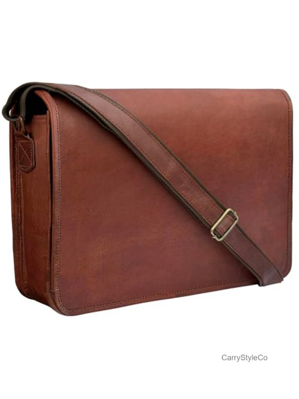Real Goat Leather Messenger Bag Crossbody Laptop Satchel 14 Inch